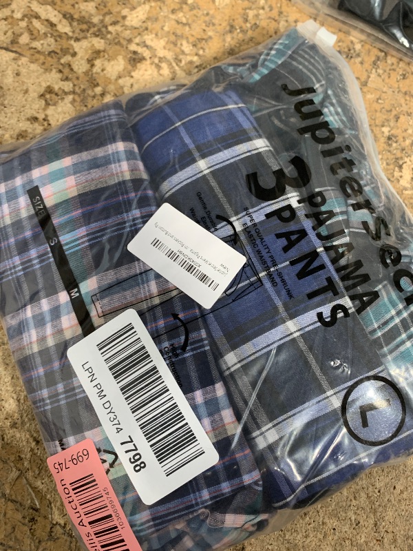 Photo 1 of  set of 2JupiterSecret Mens Pajama Pants Set Cotton Lightweight Plaid Sleep & Lounge Pants, PJ Bottoms with Pockets and Button Fly