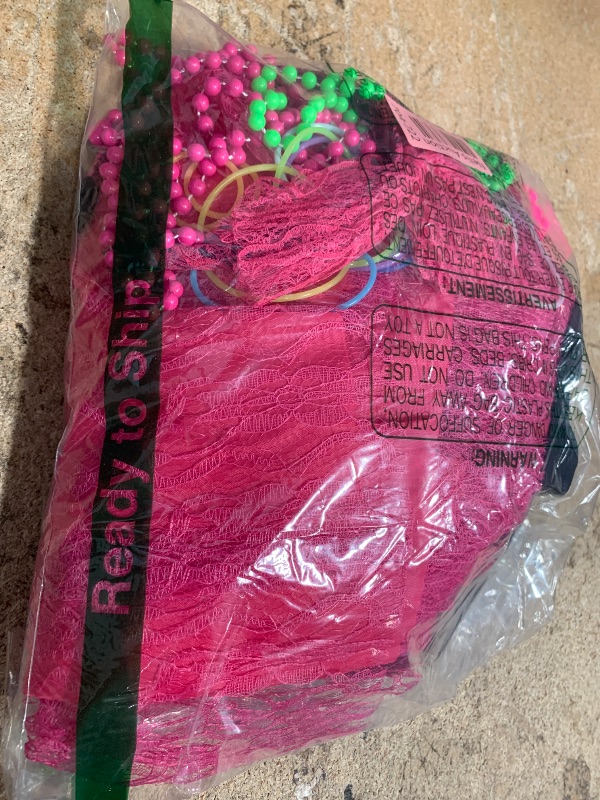 Photo 1 of (PARTIAL SET) (BAGGED) Vabean 19 Pcs 80s Costume Set T Shirt Leggings Tutu Skirt Headband Necklace Bracelets Earrings Gloves Leg Warmers for Women (Colorful Leggings,Large)