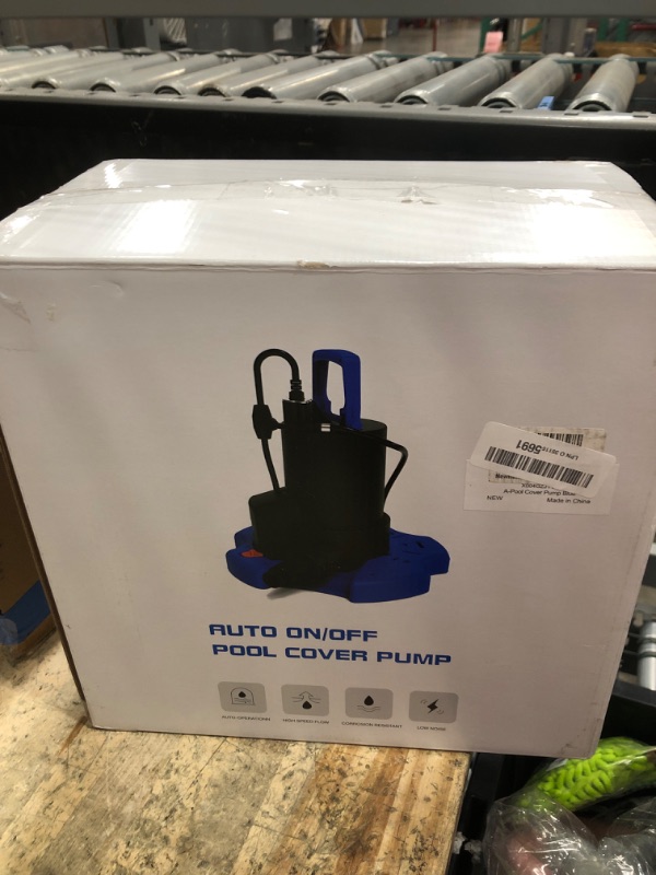 Photo 1 of AgiiMan Automatic 1.5HP 4500GPH Pool Cover Pump - Blue, Above Ground with Check Valve, 3 Adapters and 29.5FT Long Power Cord, Sump Pump Water Removal for Pool, Hot Tubs and Basement
