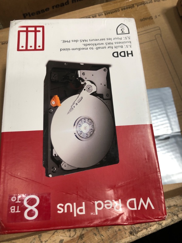 Photo 1 of (Used)(see images) Western Digital 8TB WD Red Plus NAS Internal Hard Drive HDD - 5640 RPM, SATA 6 Gb/s, CMR, 256 MB Cache, 3.5" - WD80EFPX