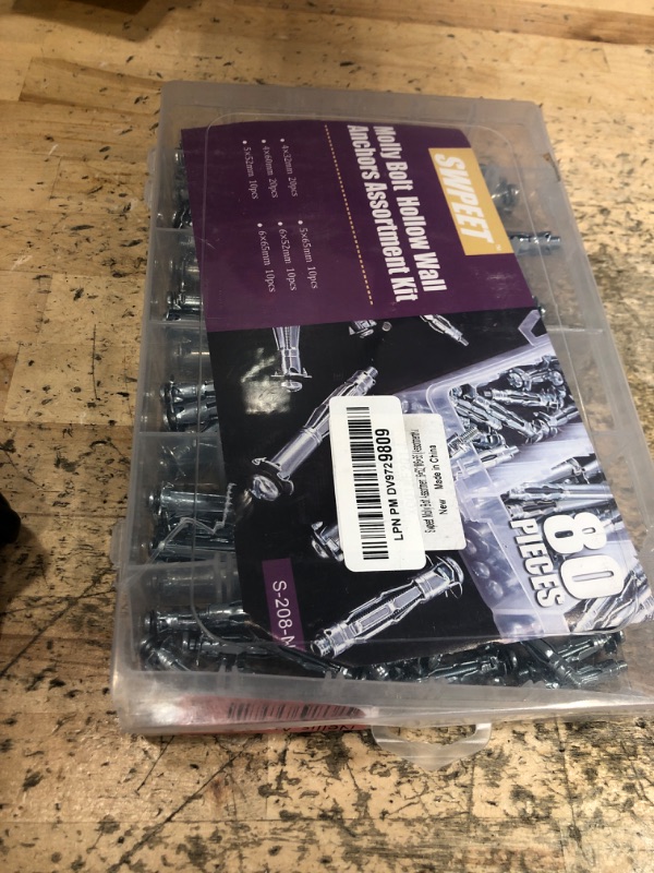 Photo 1 of 80Pcs Molly Bolt Assortment Kit, Hollow Wall Anchors Perfect for Secure Drywall, Sheetrock and Paneling to Walls or Ceilings - M4×32, M4×60, M5×52, M5×65, M6×52, M6×65 (Assortment Kit)