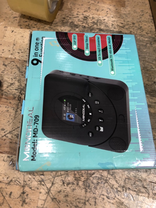 Photo 1 of CD Player Portable, MONODEAL Dual Stereo with CD Player with Speakers, Rechargeable Discman Player for car, Support TF Card, FM Receiver and Transmitter with Sleep Timer, Colorful TFT Screen