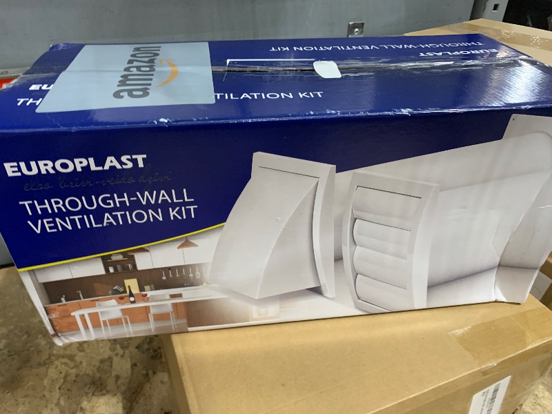 Photo 1 of 5 Inch Through-Wall Ventilation kit - Adjustable - Louvered Dryer Vent Cover with Pipe and Duct Connector - White - Plastic - with Built in Fly Screen Mesh (Style 1 with 5'' Inch)