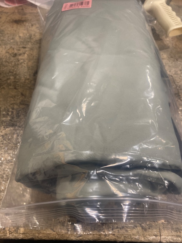 Photo 1 of (1 panel, Light Teal ) Easy-Going Faux Linen 100% Blackout Curtains, Room Darkening Thermal Insulated Window Curtain Drapes, Sage Green, 52 x 84 Inch, 