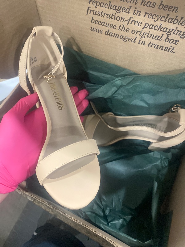 Photo 1 of (SLIGHTLY USED) DREAM PAIRS Women's Chunk Low Heel Pump Sandals,Size 5.5,Nude/Nubuck,Chunk