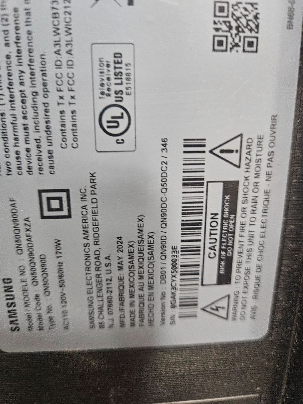 Photo 1 of ** BROKEN SCREEN, FINAL SALE ** Samsung 50-Inch Class Neo QLED 4K QN90D Series Mini LED, Neo Quantum HDR+ Smart TV w/Dolby Atmos, Object Tracking Sound+, Motion Xcelerator, Real Depth Enhancer Pro, Alexa Built-in (QN50QN90D, 2024)