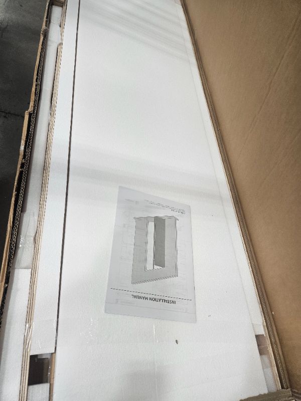 Photo 1 of ***PARTS ONLY***SMARTSTANDARD Bifold Door, 72'' x 80" Tempered Frosted Glass, Interior Folding Door with Hardware Track Kits, Easy Assembly, MDF, White