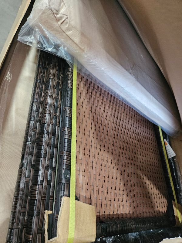 Photo 1 of ** Only box 1 of 2 included incomplete set ** Outsunny Chaise Lounge Chair Set of 2 with 5 Angle Backrest, Outdoor Coffee Table, Water Repellent Cushions, PE Rattan Wicker Poolside Chairs, 3-Piece Pool Furniture Set, Mixed Brown/Cream White