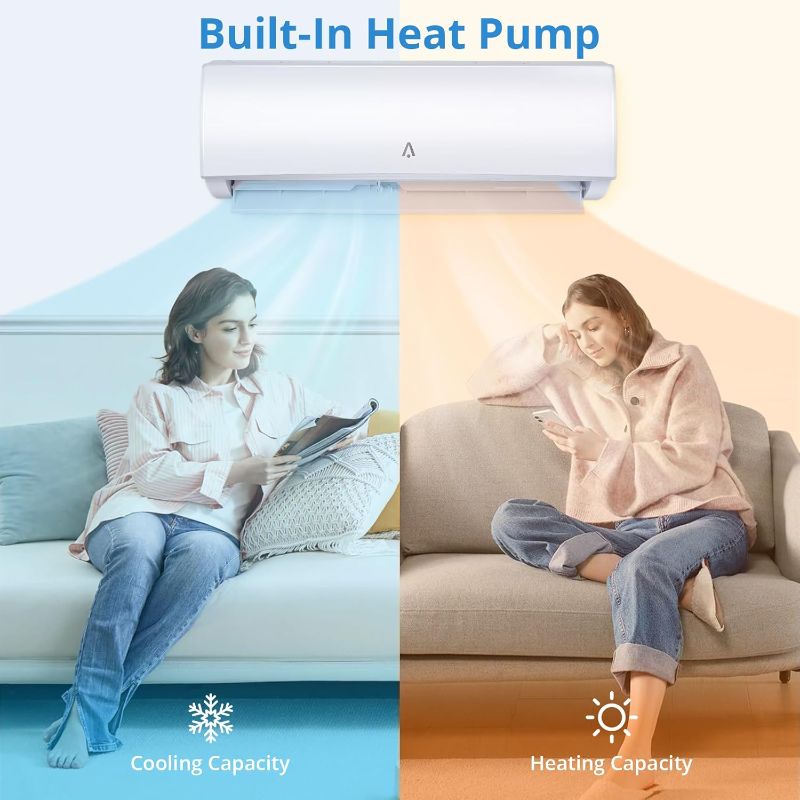 Photo 1 of (Zstar 9,000 Btus Mini Split AC, 19 SEER2 Wall Mounted AC with Heat Pump & Installation Kits, Ductless Inverter Split-System Air Conditioners Cools up to 450 Sq.Ft, WIFI and Remote Control, 115V (indoor unit only)