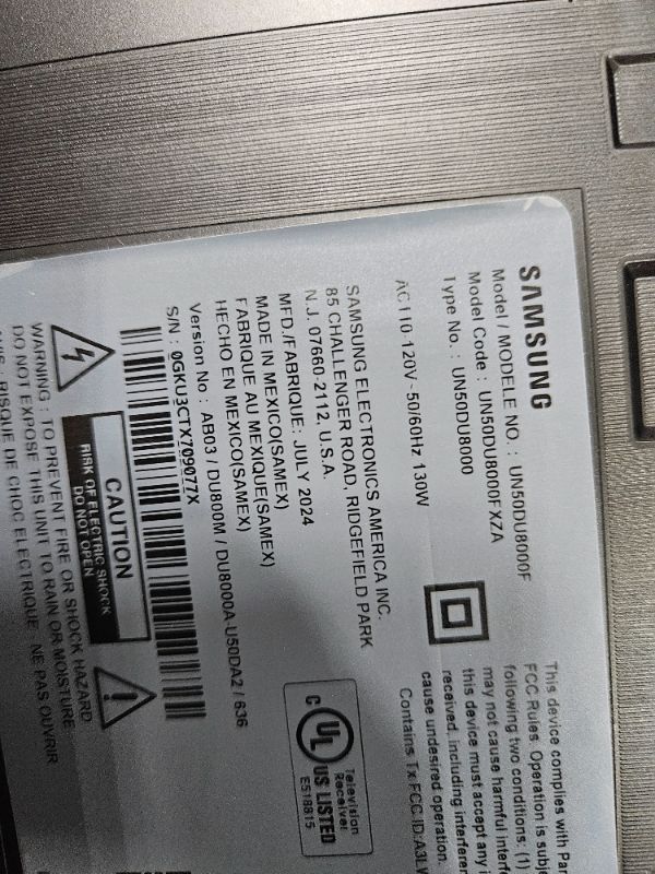 Photo 1 of ** BROKEN SCREEN, FINAL SALE ** SAMSUNG 50-Inch Class 4K Crystal UHD DU8000 Series HDR Smart TV w/Object Tracking Sound Lite, Motion Xcelerator, Ultra Slim Design, Gaming Hub, Alexa Built-in (UN50DU8000, 2024 Model)