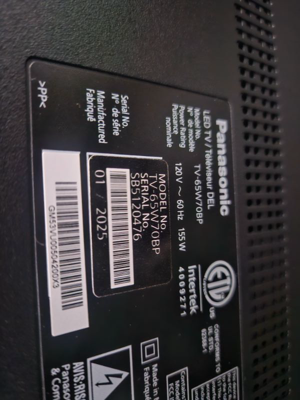 Photo 1 of **BROKEN SCREEN** Panasonic W70 Series (2025 Model) 65" LED 4K Ultra HD Smart Fire TV, Press & Ask Alexa, Apple AirPlay, HDR10+, HDMI 2.1, and Bluetooth Support - 65W70BP