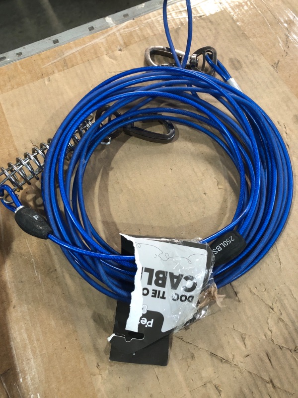 Photo 1 of Petbobi Dog Tie-Out Cable up to 250lbs - 30ft Heavy Duty Pet Tether for Yard Camping, 5mm Steel Wire Cables for Outdoor