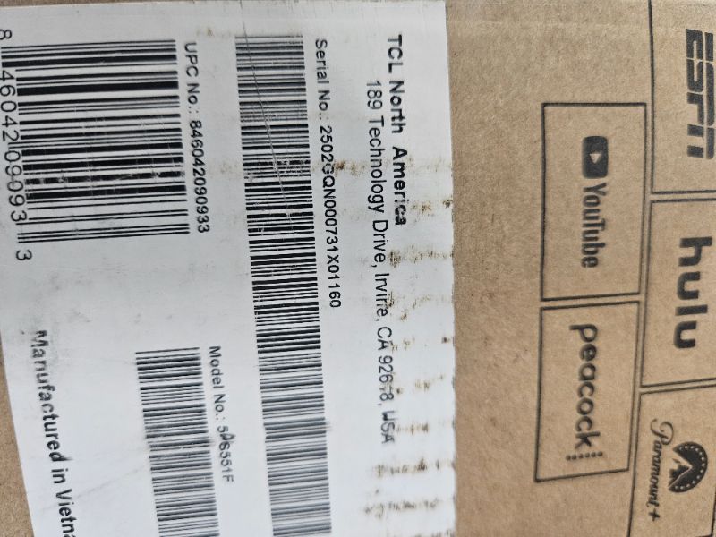 Photo 1 of ** BROKEN SCREEN, FINAL SALE ** TCL 50-Inch Class S5 UHD 4K LED Smart TV with Fire TV (50S551F, 2024 Model), Dolby Vision, HDR PRO+, Dolby Atmos, Alexa Built-in with Voice Remote, Apple AirPlay 2 Compatibility, Streaming Television