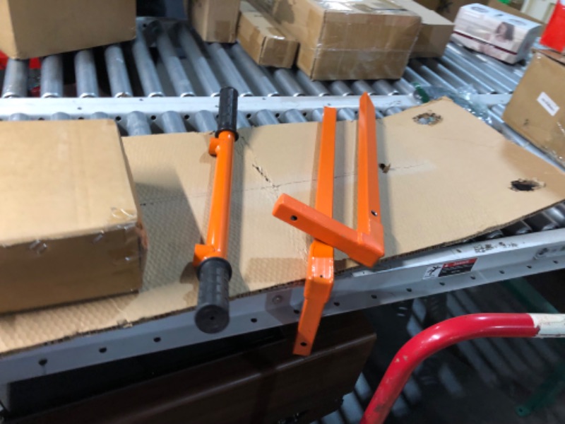 Photo 1 of (sold for part) VEVOR Material Lift Winch Stacker, 330lbs Capacity Pallet Truck Dolly, 42.9in Max Lifting Height Manual Winch Stacker, Multifunctional Manual Pallet Truck Stacker with Swivel Casters and Lift Plate