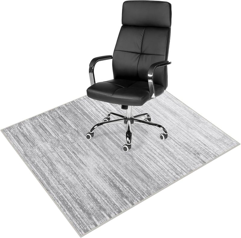 Photo 1 of  Under Desk Rug for Rolling Chair, Computer Desk Chair Mat, Anti-Slip Backing Large Floor Protector Rug for Home Office, Grey