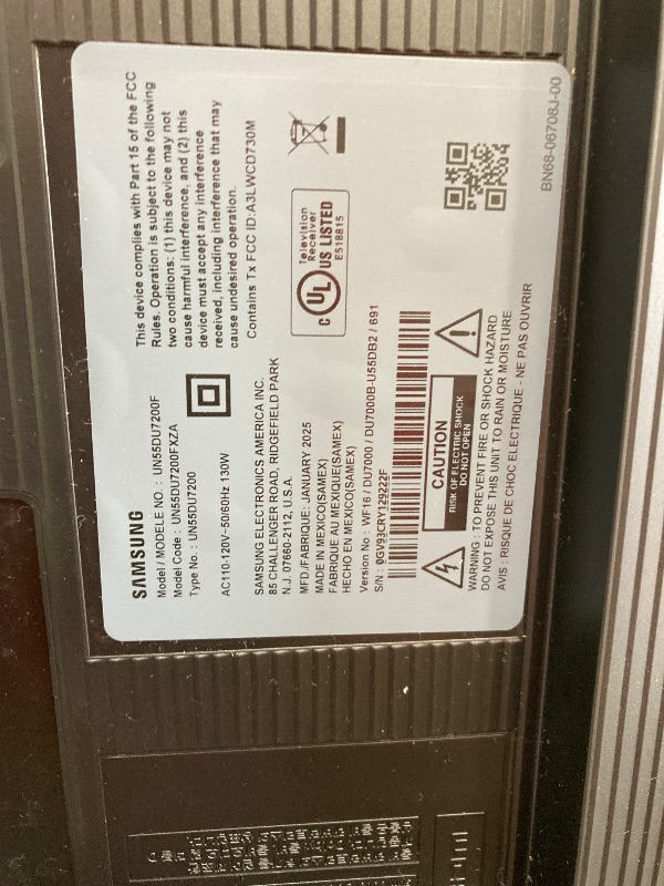 Photo 1 of **SMASHED SCREEN FINAL SALE**Samsung 55-Inch Class Crystal UHD 4K DU7200 Series HDR Smart TV w/Object Tracking Sound Lite, PurColor, Motion Xcelerator, Mega Contrast, Q-Symphony (UN55DU7200, 2024 Model)