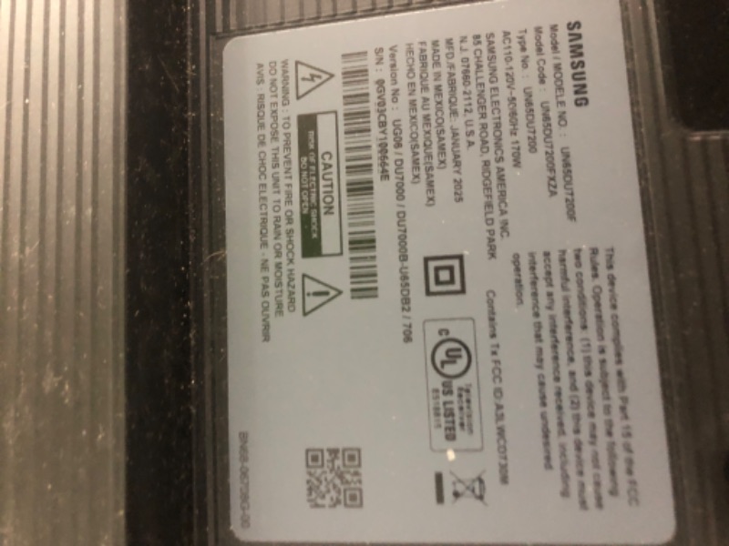 Photo 1 of *FINAL SALE!!! BROKEN/DOESNT POWERS ON* NON-REFUNDABLE* SAMSUNG 65-Inch Class Crystal UHD 4K DU7200 Series HDR Smart TV w/Object Tracking Sound Lite, PurColor, Motion Xcelerator, Mega Contrast, Q-Symphony (UN65DU7200, 2024 Model)