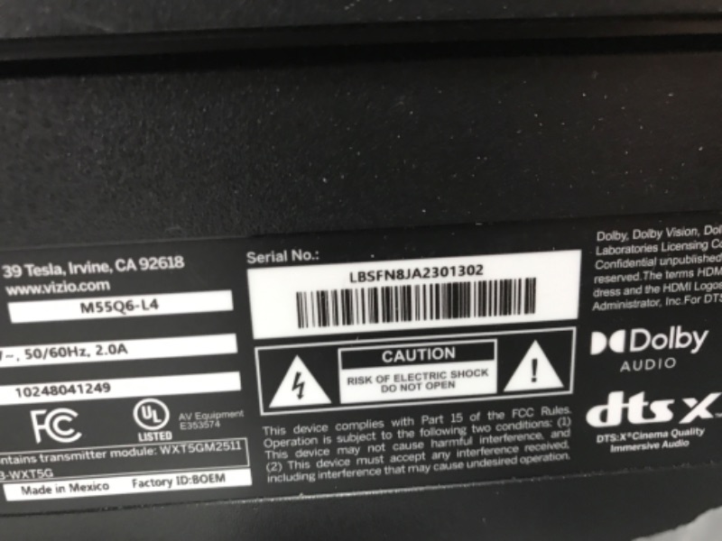Photo 1 of **************MAJOR DAMAGE, NON-FUNCTIONAL, FINAL SALE*********************

VIZIO M55Q6L4 55 in.; Class Quantum 4K QLED HDR Smart TV