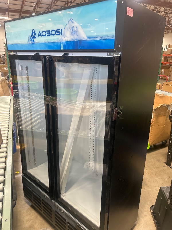 Photo 1 of **********DOES NOT COOL, FOR PARTS ONLY/NEEDS PREOFESSIONAL REPAIR**************
AAOBOSI Commercial Merchandiser Refrigerator,27.02 Cu.Ft Glass Door Display Refrigerator,Upright Beverage Cooler Fridge with Soft LED Light, Customizable Lightbox,Universal C
