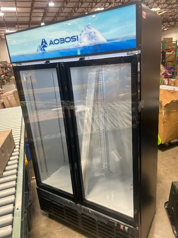 Photo 1 of **********DOES NOT COOL, FOR PARTS ONLY/NEEDS PREOFESSIONAL REPAIR**************
AAOBOSI Commercial Merchandiser Refrigerator,27.02 Cu.Ft Glass Door Display Refrigerator,Upright Beverage Cooler Fridge with Soft LED Light, Customizable Lightbox,Universal C