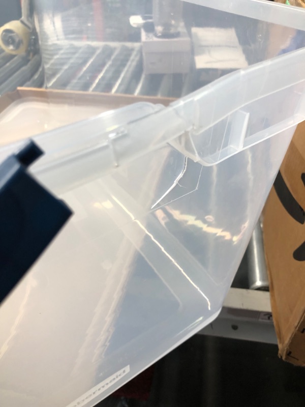 Photo 1 of ***DAMAGED - CRACKED - SEE PICTURES***
Rubbermaid Cleverstore 95 Quart Clear Stackable Large Plastic Storage Containers with Lids for Office and Home Organization, Clear (2 Pack)