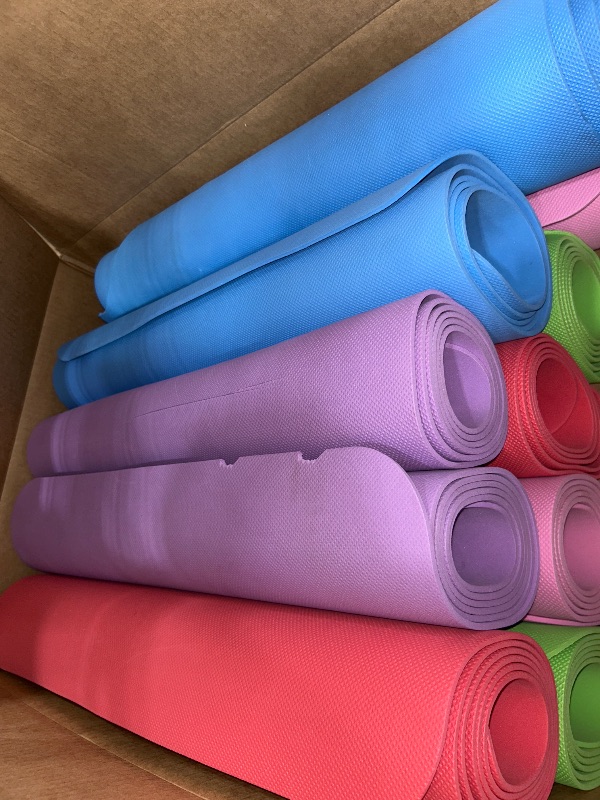 Photo 1 of 10 Pack Yoga Mats Bulk, 68'' x 24'' x 4mm Thick Yoga Mats for Kids and Adult Gym Mats Bundle Latex Free Exercise Mats with Non Slip Texture for Outdoor Yoga, Pilates or Workout (Multicolor)