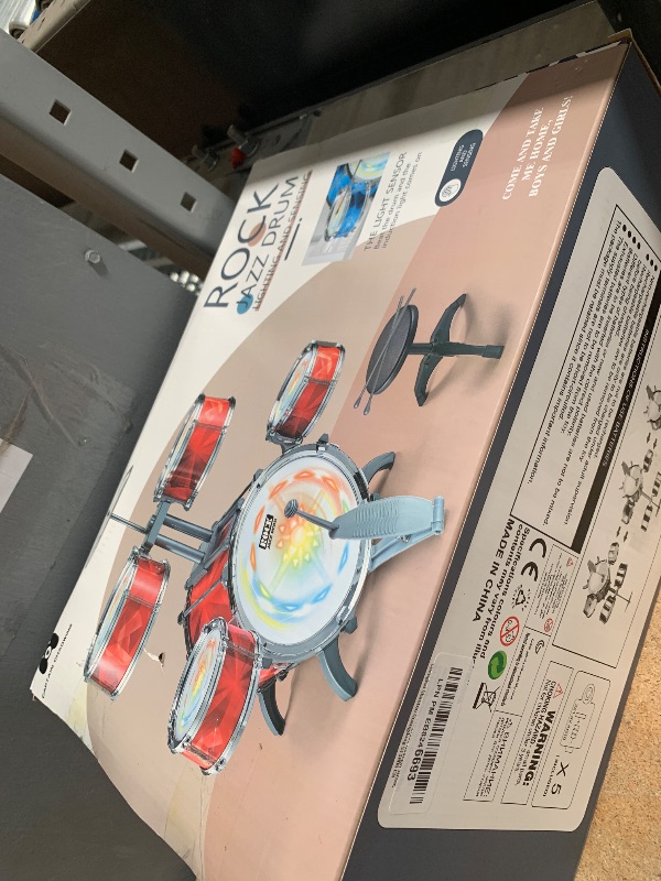 Photo 1 of (for parts/missing) Kids Drum Set for Toddlers with 5 Jazz Drum Kit & Lights (Vibrating-Controlled) & Alloy, Musical Instruments Toys, Boys Gifts for Aged 1-3 3-5
