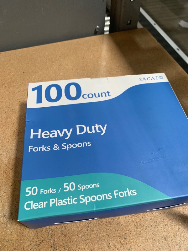 Photo 1 of 100 Count Plastic Silverware Heavy Duty -50 Forks, 50 Spoons, BPA-Free, Heat Resistant, Disposable Plastic Utensils Set, Plastic Cutlery Set, Plasticware Suitable for Party Everyday Use