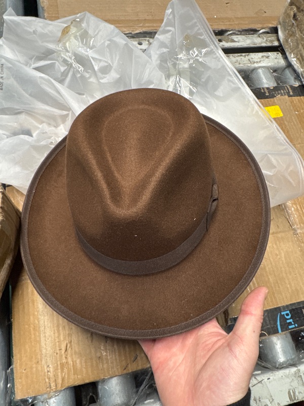 Photo 1 of (USED/FAIR) FADACHY Fedora Hats for Men & Women Wide Brim Felt Hat Trilby Panama Dress Hats Brown Fedora, L-XL
