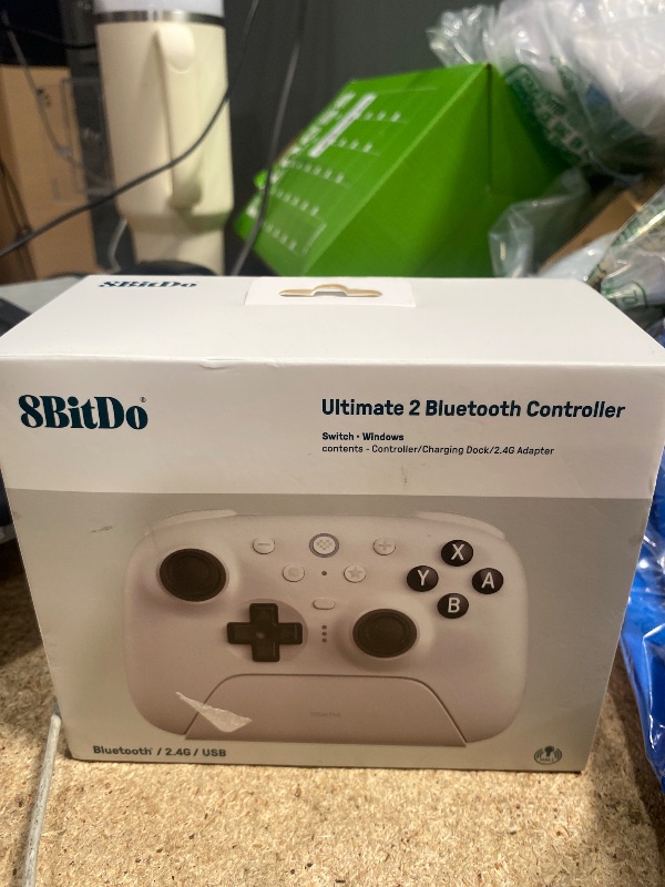 Photo 1 of 8Bitdo Ultimate 2 Bluetooth Controller for Switch & Windows PC, Switch Pro Controller with TMR Joysticks, Switchable Hall Effect/Tactile Triggers, Vibration and Motion Control, RGB Fire Ring, White