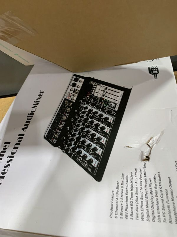 Photo 1 of 6 Channel Audio Interface Sound Board Mixing Console 16-Bit DSP DJ Mixer Audio Reverb Effect +48V Phantom Bluetooth Studio Audio Mixer For Karaoke Studio Streaming Recording