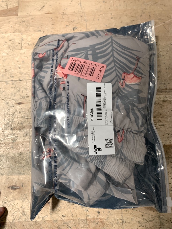 Photo 1 of maamgic Mens Swim Trunks with Compression Liner 7 Inch Inseam Mens Bathing Suit Quick Dry Swimming Trunks Swimsuit Flamingo Gray White Medium