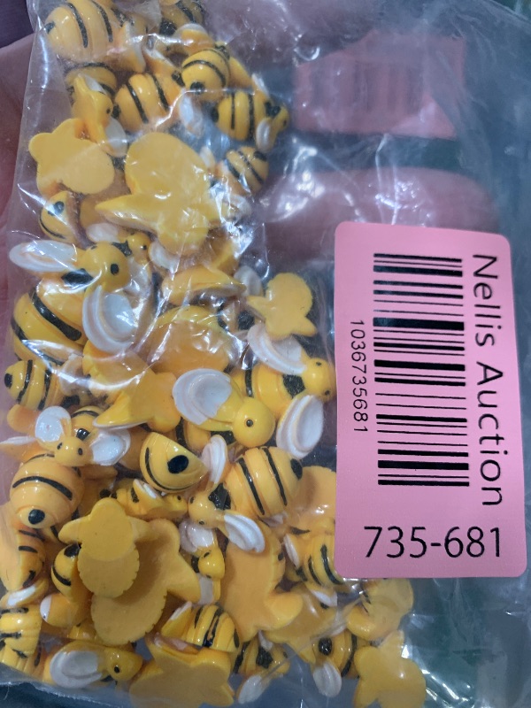 Photo 1 of 120 Pcs Tiny Resin Bees for Crafts Bulk Small Mini Plastic 3D Flatback Bee Charm Embellishments for Summer Honey Themed Party Decor Art DIY Crafts Baby Shower Birthday Decoration