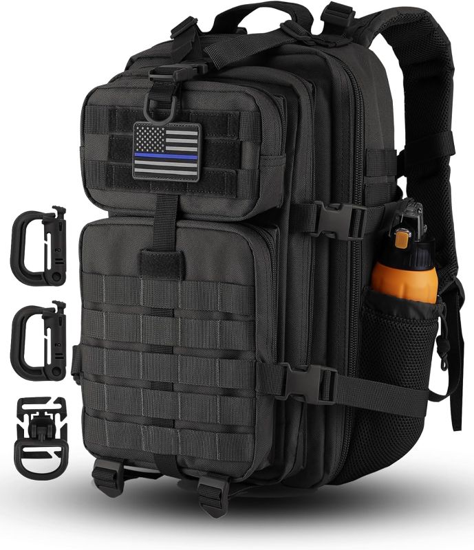 Photo 1 of  Tactical Backpack Waterproof Army Molle Assault Pack Bug Out Survival Bag Backpacking Rucksacks for Outdoor Sport Hunting Hiking Camping Trekking Traveling Black
