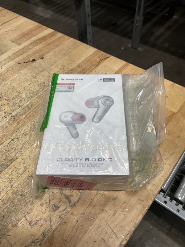 Photo 1 of ***ONLY 1 HEADPHONE WORKS***

Monster Clarity 8.0 Hybrid Active Noise Cancelling Wireless Earbuds, 42dB in-Ear ANC Earphones Deep Bass with 6 Mics, Bluetooth 5.2, 50H Play Time with Wireless Charging Case