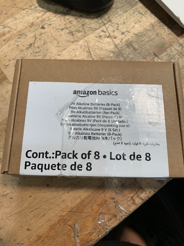 Photo 1 of Amazon Basics 8-Pack 9V Alkaline Batteries, 5-Year Shelf Life - for Smoke/CO Detector, Electronics & Audio