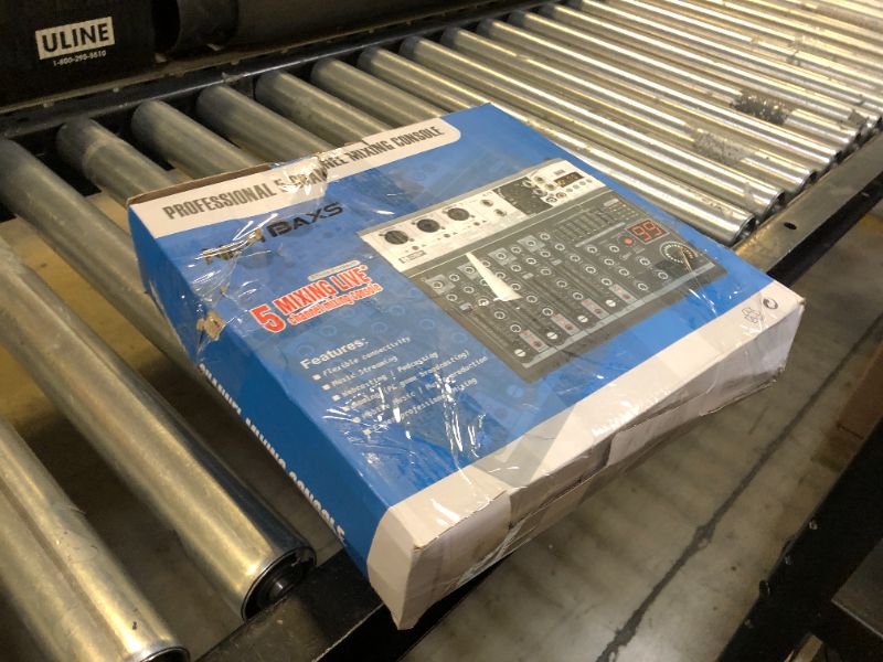 Photo 1 of 5 Channel DJ Audio Mixer Interface USB, NEW BAXS Audio Mixer Sound Board Mixing Console with Bluetooth MP3 Computer Input +48V Phantom Power Mixer Audio For Karaoke Dj Mixer Stage Streaming Studio