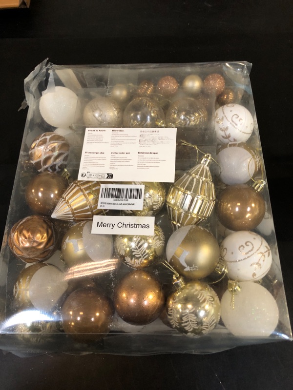 Photo 2 of DECOR BY HANNAH 100ct Christmas Ornaments Set, Gold and White Christmas Ornaments, Shatterproof Scandinavian Themed Christmas Tree Ornaments for Xmas Tree, Centerpiece, Wreath, Garland (Value Pack)