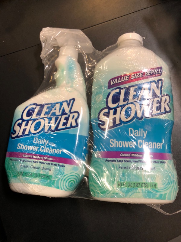 Photo 1 of Clean Shower, Daily Shower Cleaner - No Scrub Bundle Pack [32oz. Spray Bottle & 60oz. Refill Bottle]