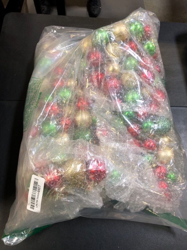 Photo 1 of Yuxung 2 Pcs 16 Inch Christmas Ball Tree with 2 Led String Lights Mini Tabletop Cone Shaped Christmas Tree Ball Ornament Table Centerpiece for Xmas Holiday Room Decor (Red, Green and Gold)