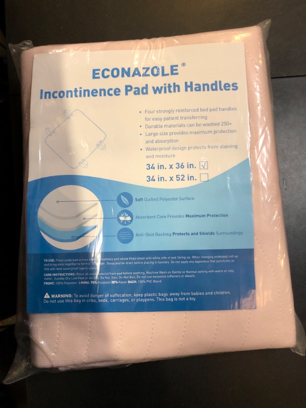 Photo 1 of 2 Pack Waterproof Positioning Bed Pads for Incontinence Washable with Handles Easy Transfers Reusable Underpads, 36” X 34"