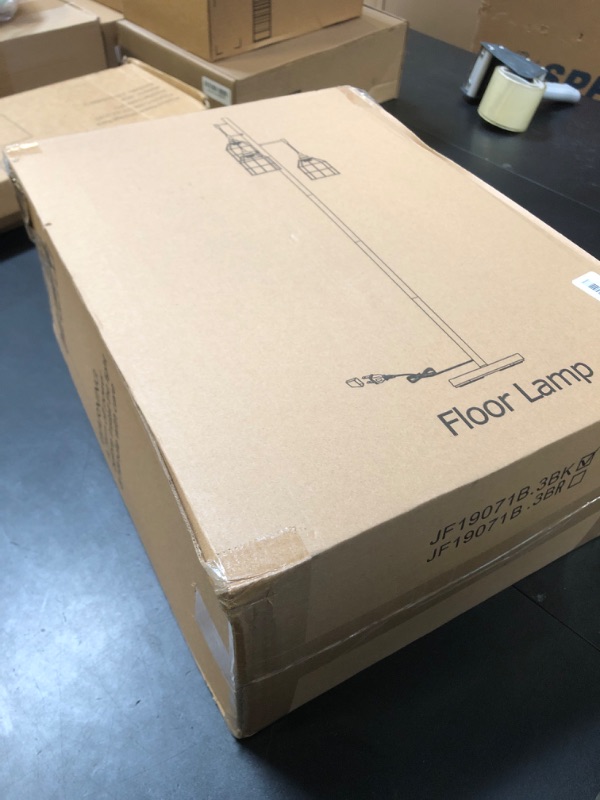 Photo 1 of Sucolite 70" Dimmable Floor Lamp for Living Room, Industrial 3-Light Tree Floor Lamp Black with Cages, Farmhouse Rustic Tall Standing Lamp Floor Lighting for Bedroom Office, 3 Free LED Edison Bulbs