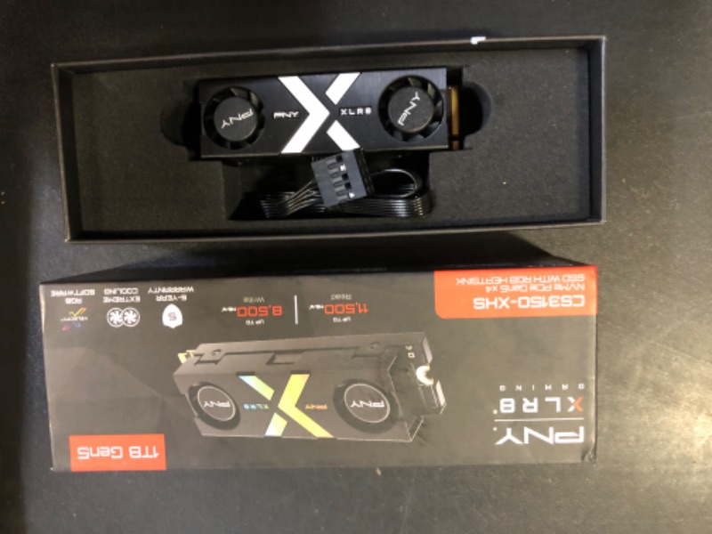 Photo 1 of PNY CS3150 XLR8 Gaming Epic-X RGB 1TB PCIe Gen5 x4 NVMe M.2 SSD with RGB Dual Fan Heatsink - Microsoft DirectStorage Compatible – up to 11500 MB/s Read – M280CS3150XHS-1TB-RB