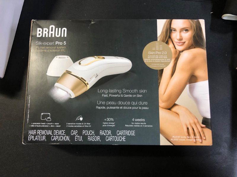 Photo 2 of Braun IPL Silk·Expert, at Home Laser Hair Removal, Pro 5 PL5347 Latest Generation IPL, Holiday Gifts for Women and Men, Hair Removal System with Wide Head and Two Precision Heads