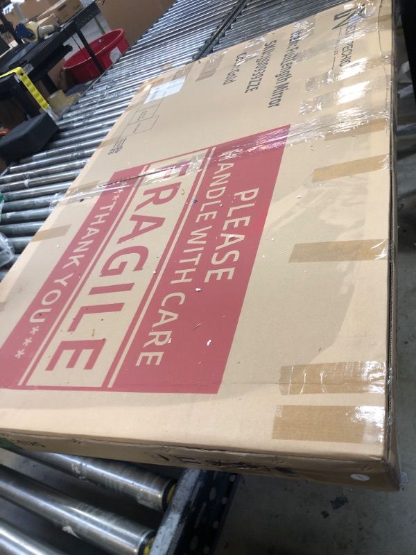 Photo 1 of NeuType Full Length Mirror Hanging or Leaning Against Wall, Large Rectangle Bedroom Mirror Floor Mirror Dressing Mirror Wall-Mounted Mirror, Thin Frame,Gold,52"x32",No Stand