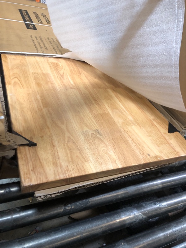 Photo 1 of ENJOYWOOD 60 Inch Workbench for Garage Adjustable Height Work Bench with Pegboard Power Outlets Rubber Wood Tabletop Work Table for Cutting Wood Woodworking Shop Home Office Electronic