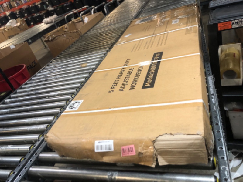 Photo 1 of ENJOYWOOD 60 Inch Workbench for Garage Adjustable Height Work Bench with Pegboard Power Outlets Rubber Wood Tabletop Work Table for Cutting Wood Woodworking Shop Home Office Electronic