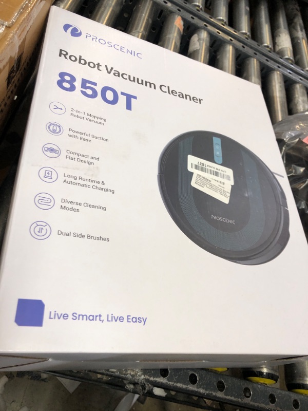 Photo 1 of Proscenic WiFi Robot Vacuum and Mop 3000 Pa with Gyro Navigation, Boundary Strip, Self-Charging -3 Modes for Hard Floors and Carpets WiFi. Remote Control -Dark Black