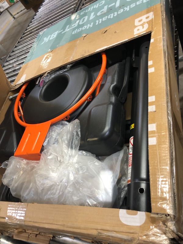 Photo 1 of Sweetcrispy Outdoor Portable Basketball Hoop Goal Court System 4.2-10ft Adjustable Height 44 Inch Shatterproof Backboard Fillable Base with 2 Wheels for Kids Youth and Adults in Backyard Driveway