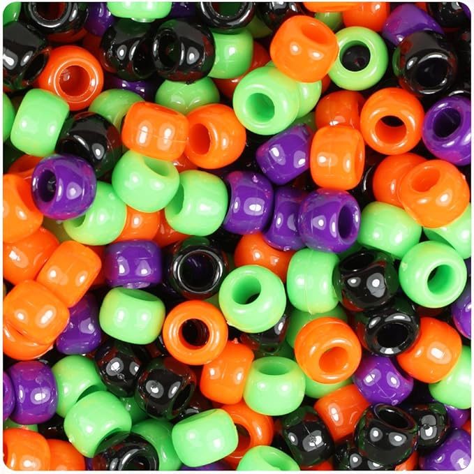 Photo 1 of 
BeadTin Halloween Mix Opaque 9mm Barrel Plastic Pony Beads (500pcs)